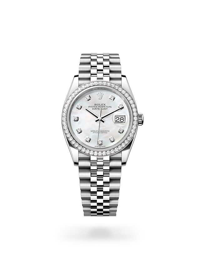 Rolex Datejust 36 in Oyster, 36 mm, Oystersteel, white gold and diamonds - M126284RBR-0011 at Woo Hing Brothers