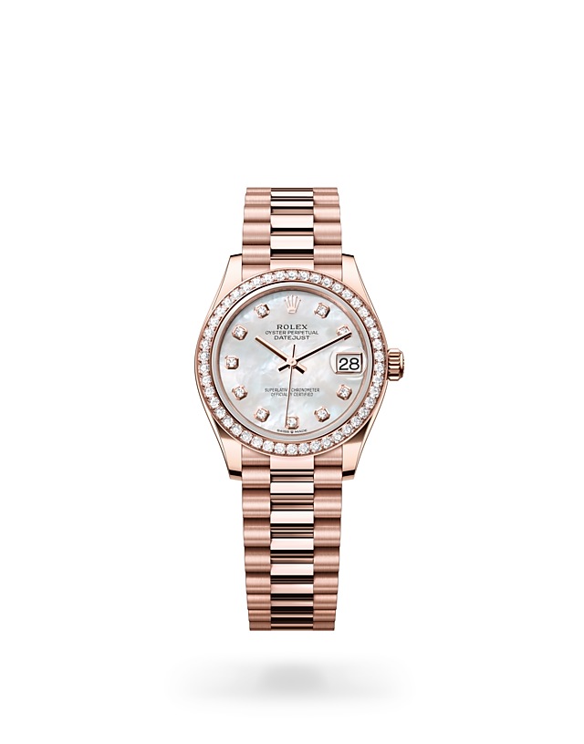 Rolex Datejust 31 in Oyster, 31 mm, Everose gold and diamonds - M278285RBR-0005 at Woo Hing Brothers