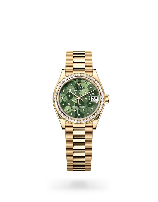 Rolex Datejust 31 in Oyster, 31 mm, yellow gold and diamonds - M278288RBR-0038 at Woo Hing Brothers