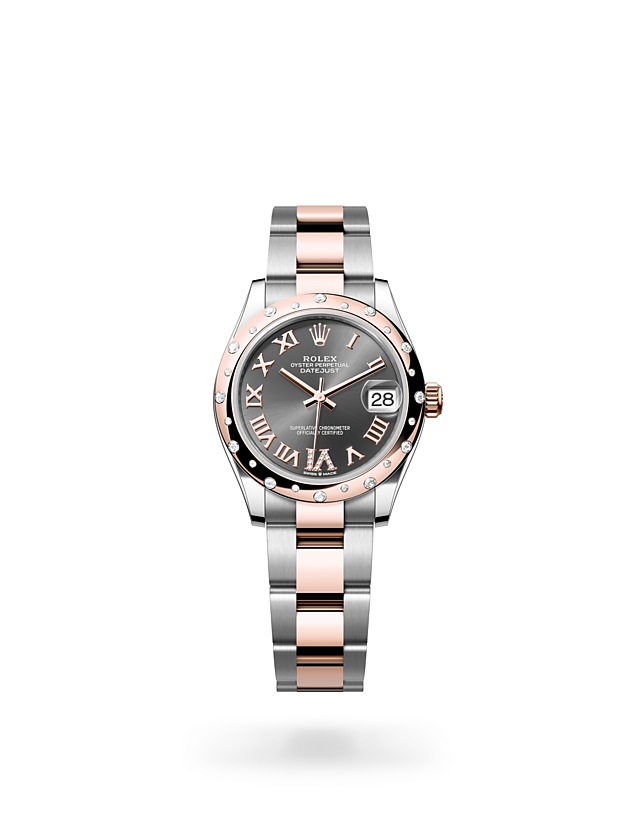 Rolex Datejust 31 in Oyster, 31 mm, Oystersteel, Everose gold and diamonds - M278341RBR-0029 at Woo Hing Brothers