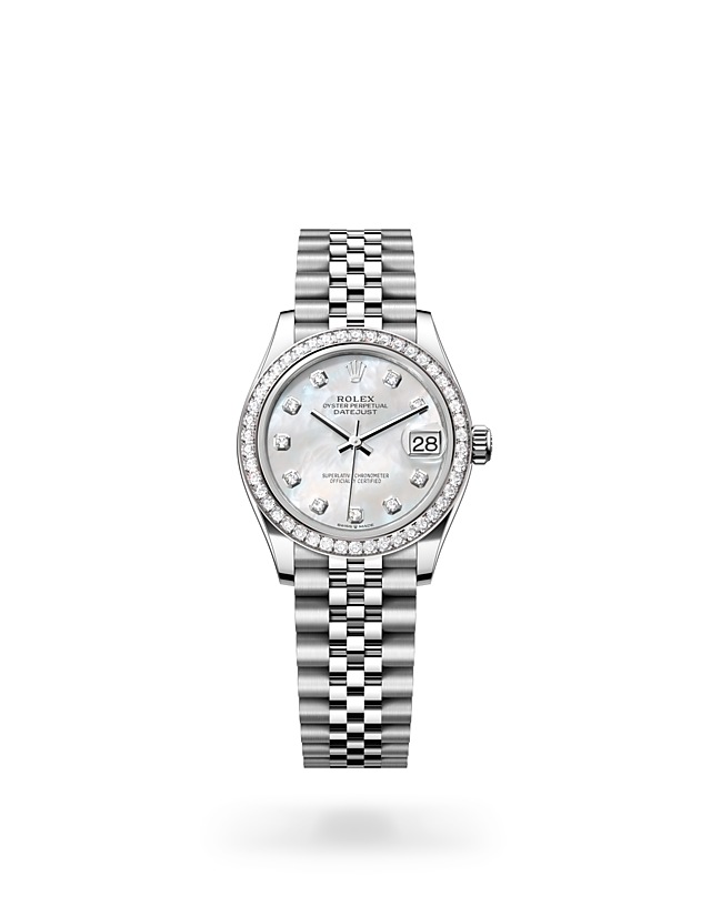 Rolex Datejust 31 in Oyster, 31 mm, Oystersteel, white gold and diamonds - M278384RBR-0008 at Woo Hing Brothers